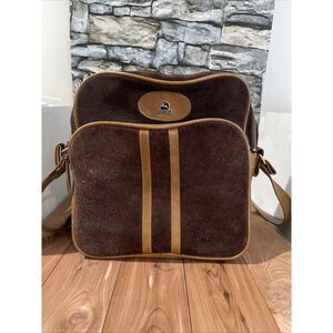 Vintage‎ Artel Bag "Bowling" Style Brown Suede Trimmed In Leather